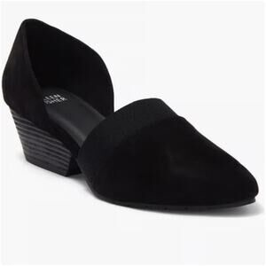 EILEEN FISHER Women's Sz 12 Suede Hilly D’Orsay Pump Pointed Block Heel Black